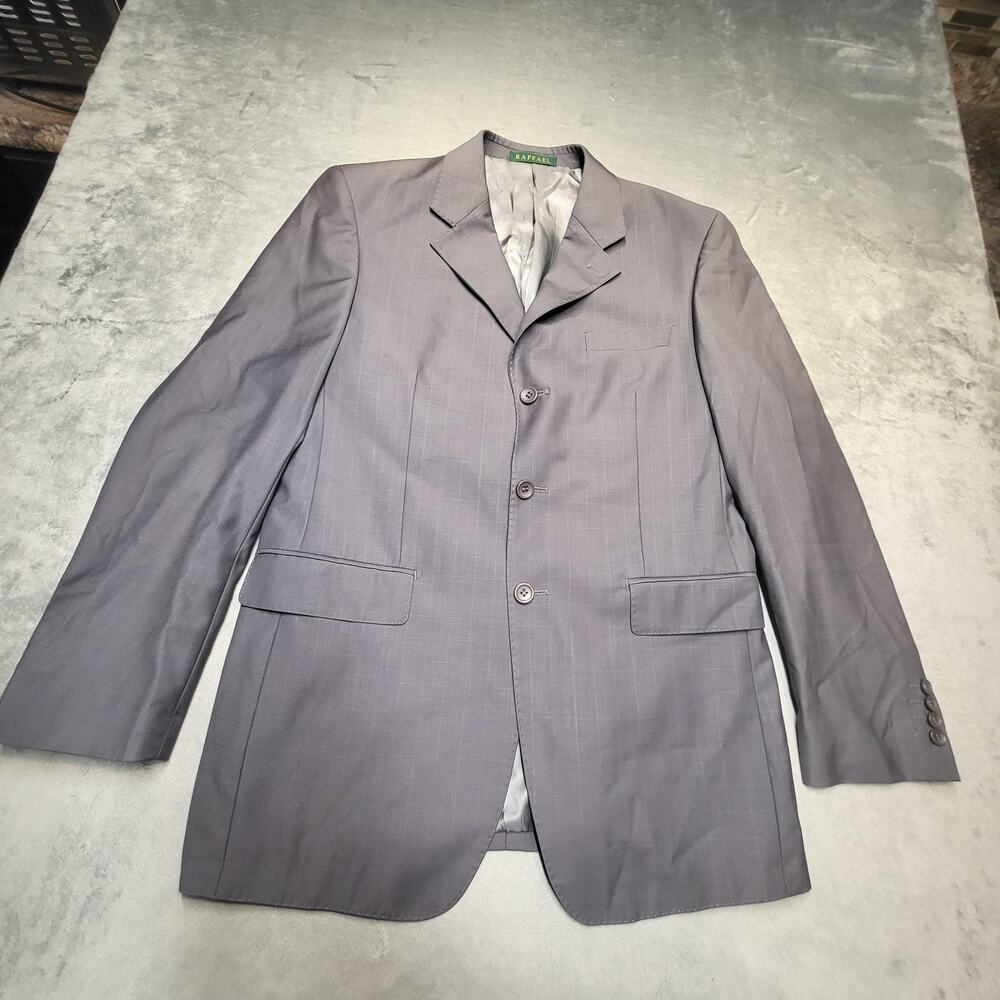 Raffael Suit Jacket Mens 50 Gray Wool Super 120s Single-Breasted Notch